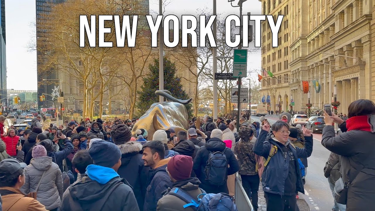⁴ᴷ NYC Downtown Manhattan Walk - World Trade Center, Wall Street, Charging Bull & Battery Park
