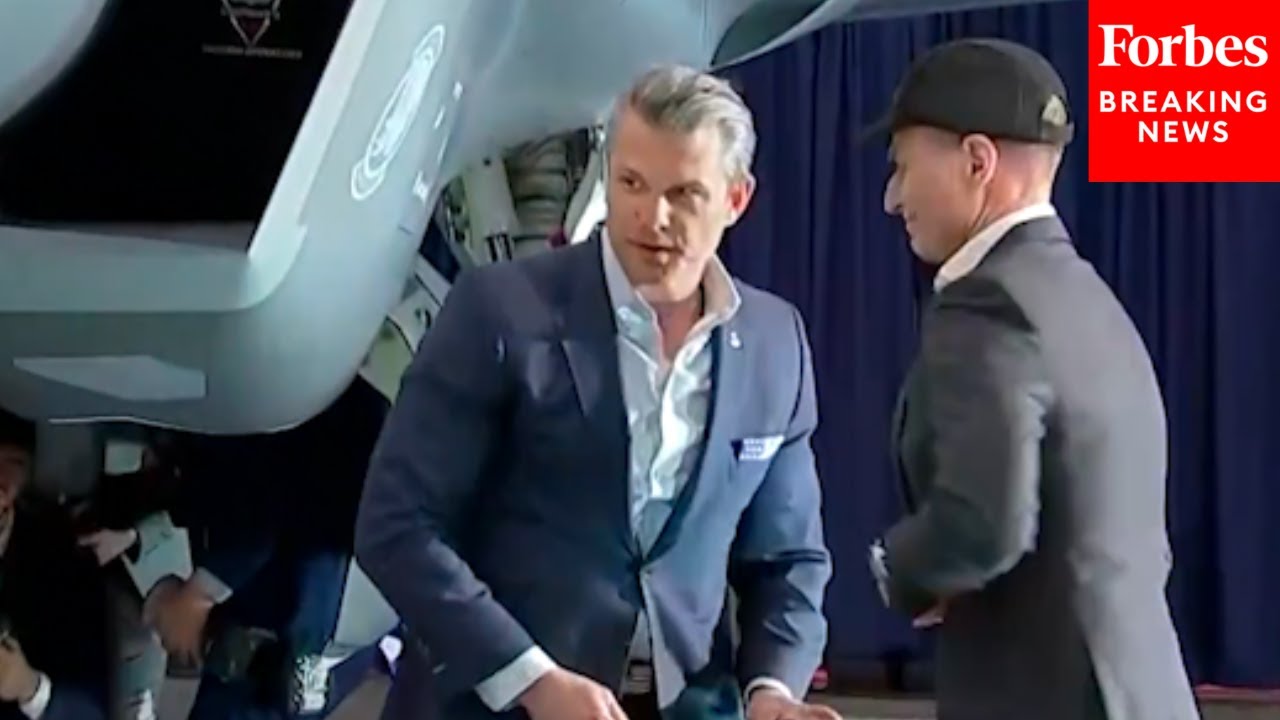 Pete Hegseth Signs Fighter Jet At Lockheed Martin Plant