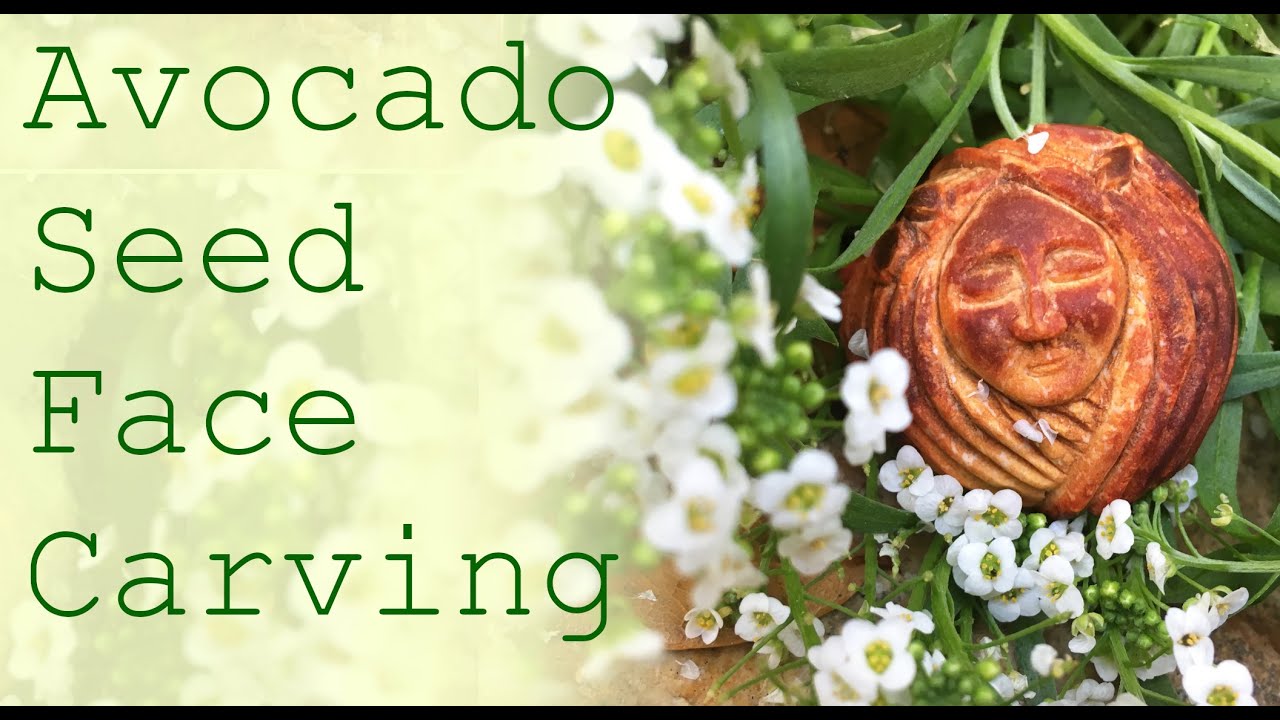 carving a face from an avocado seed