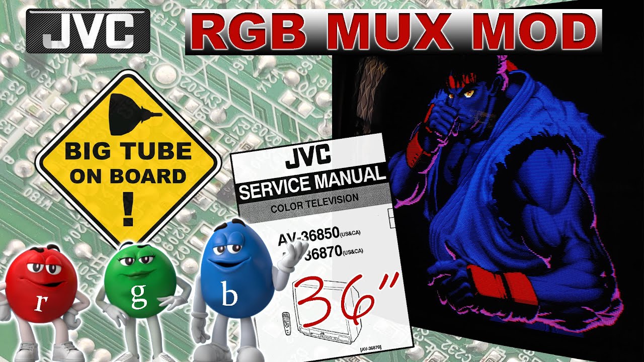 JVC CRT Non D-Series RGB Mux Mod - Thomson RCA Arcade Tube - AV-36850