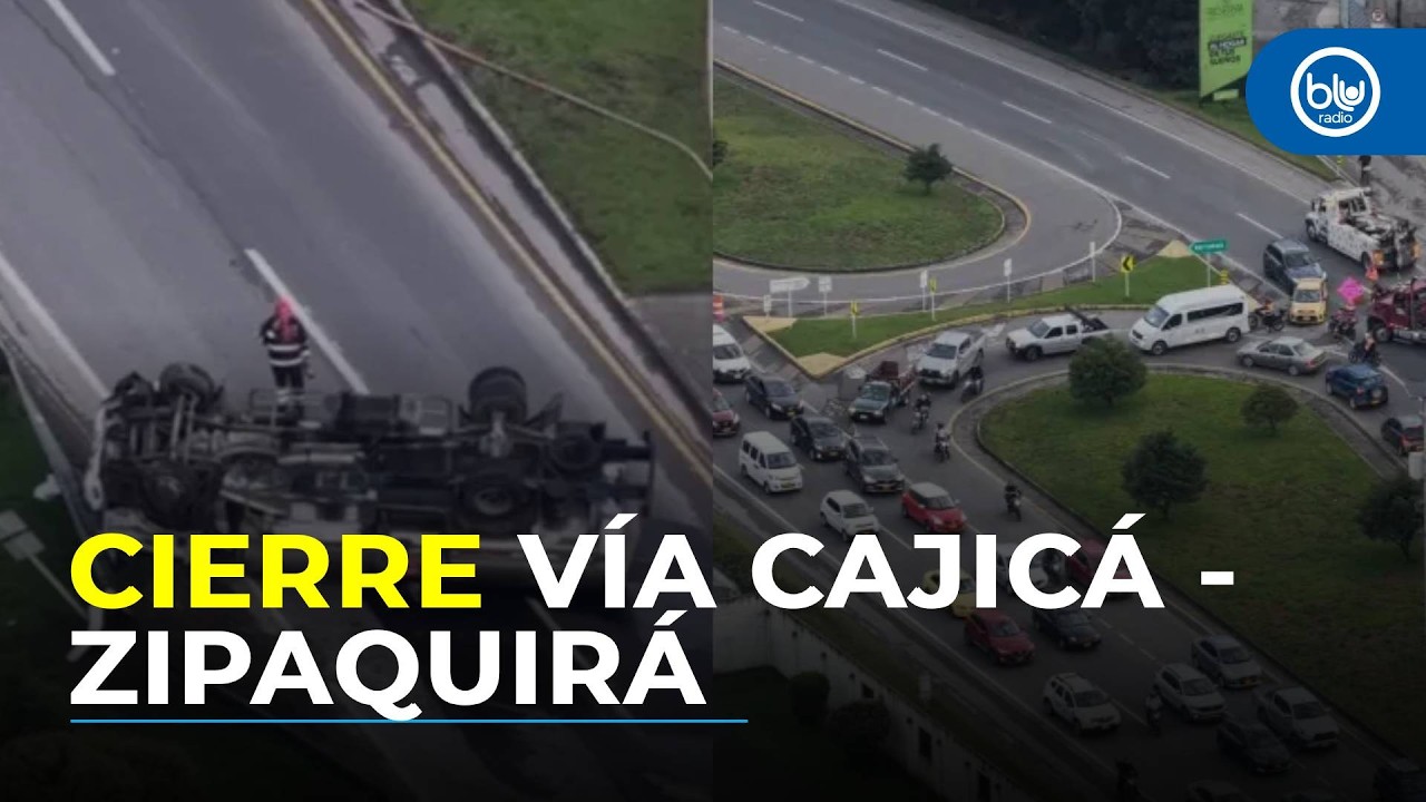 Así quedó camión cisterna accidentado al norte de Bogotá: trancón es monumental