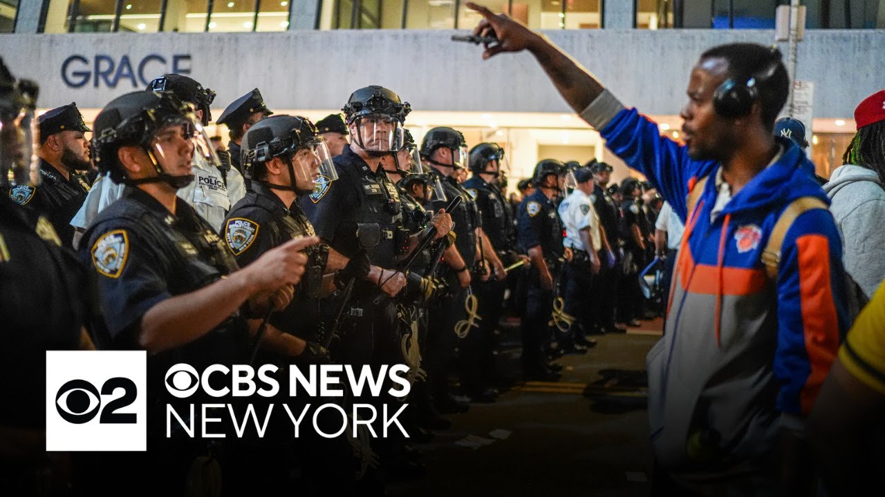 Knicks fans clash with NYPD as fights break out near Bryant Park watch party