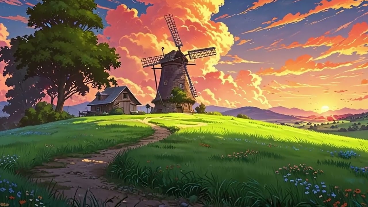 Tranquil Mountain Village | Peaceful Anime Countryside at Dawn