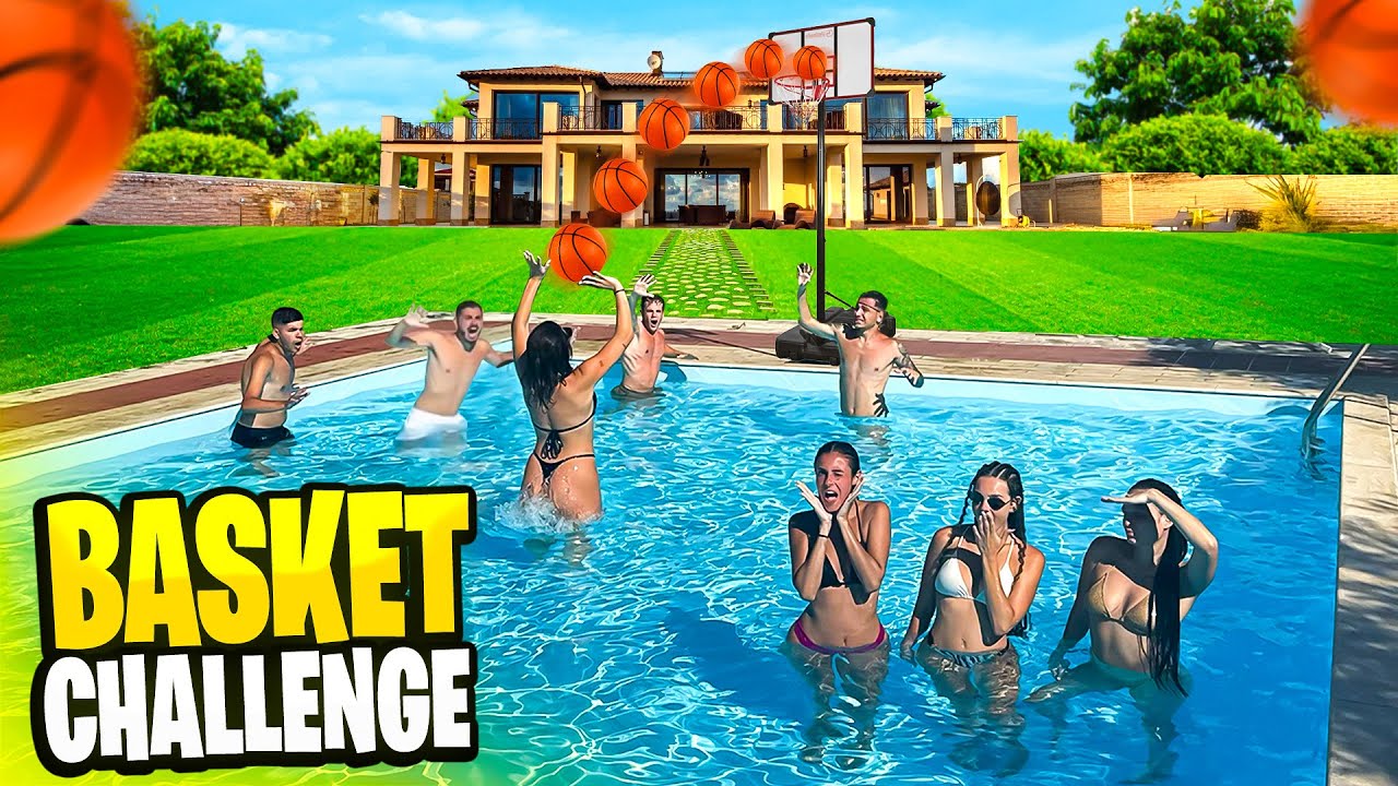 🏀BASKET CHALLENGE in PISCINA💦 MASCHI vs FEMMINE in VILLA ELITES😰