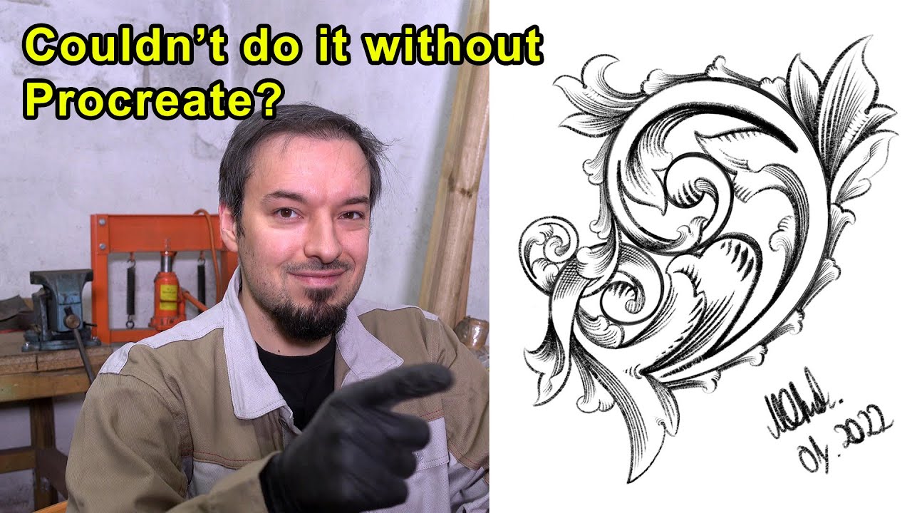 First scrollwork drawing made in Procreate