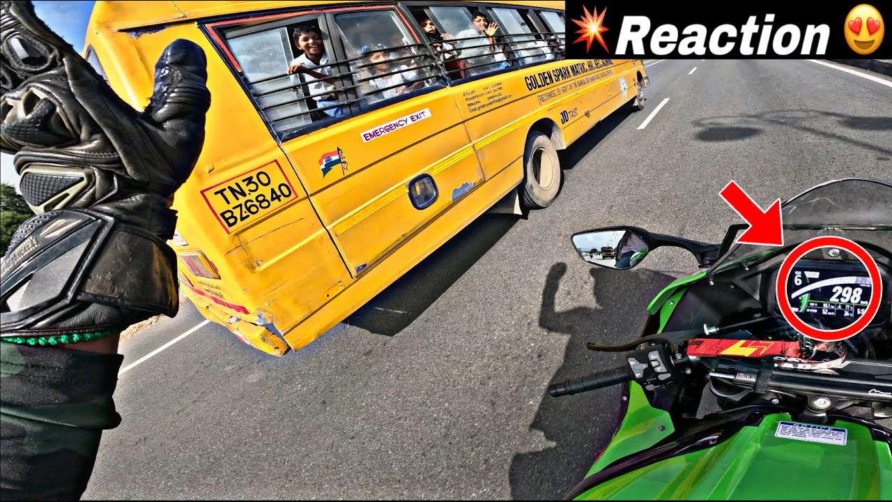 Topspeed Zx10R 298Kms😨 | part 01| School Bus Reaction 😍 | HR |