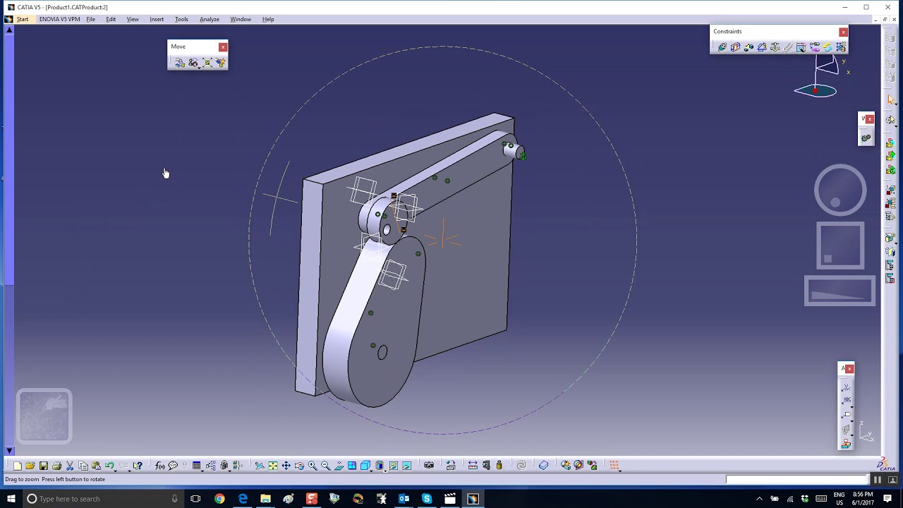 Rolling Wheel on Crank, Catia Mechanism, Nader G. Zamani