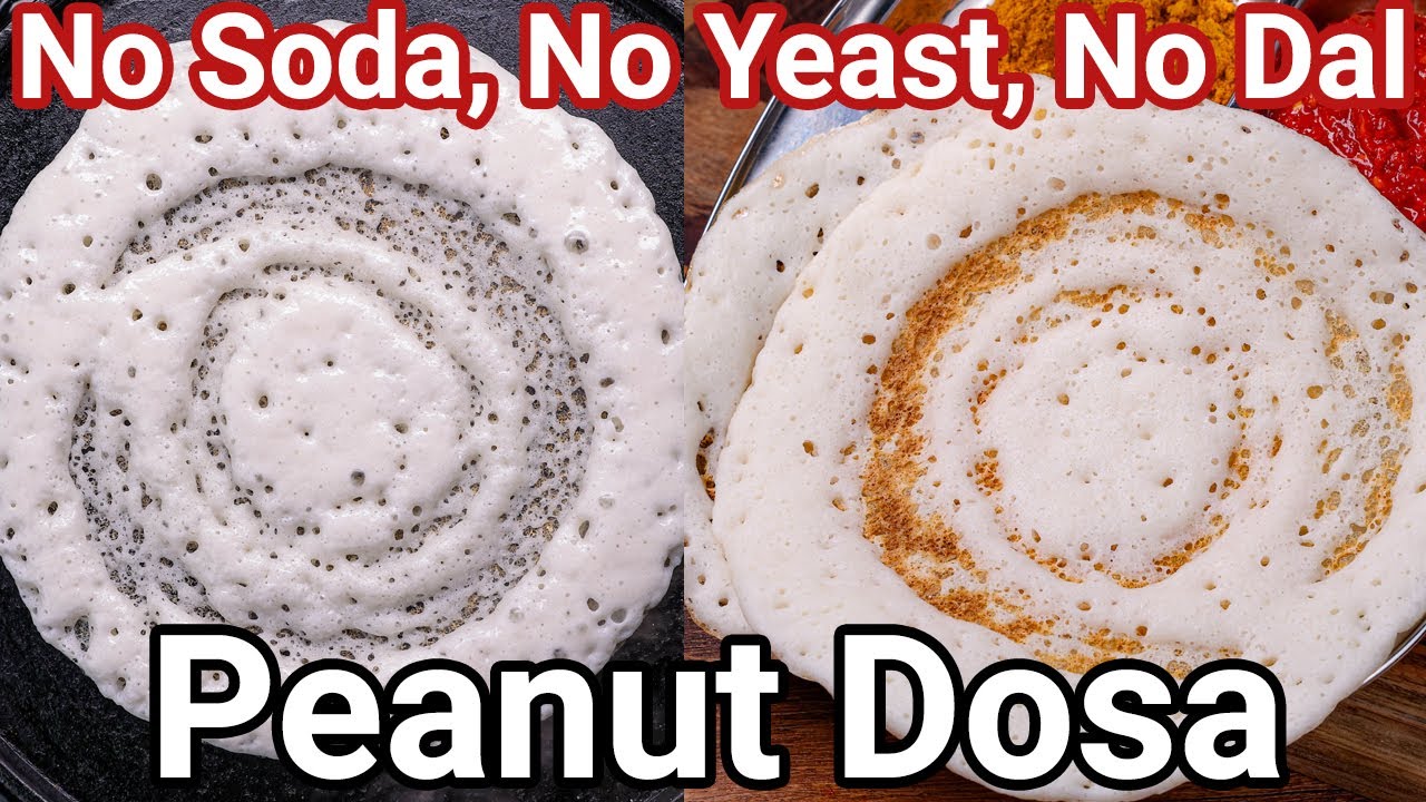 Peanut Dosa & Red Chatni Healthy Morning Breakfast - NO URAD DAL, NO SODA & YEAST | Groundnut Dosa