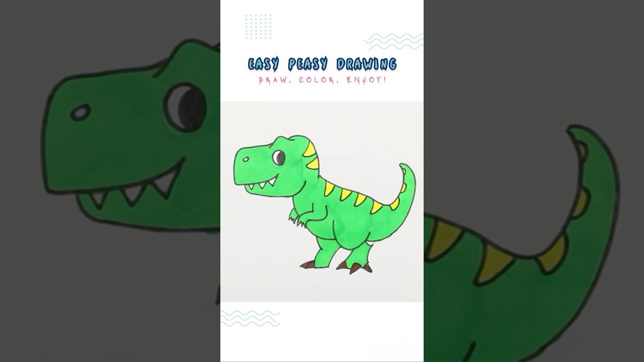 How to draw Cute T-Rex 🦖 Dinosaur #drawing #dinosaur #dinosaurart #howtodraw #kidsart #stepbystep