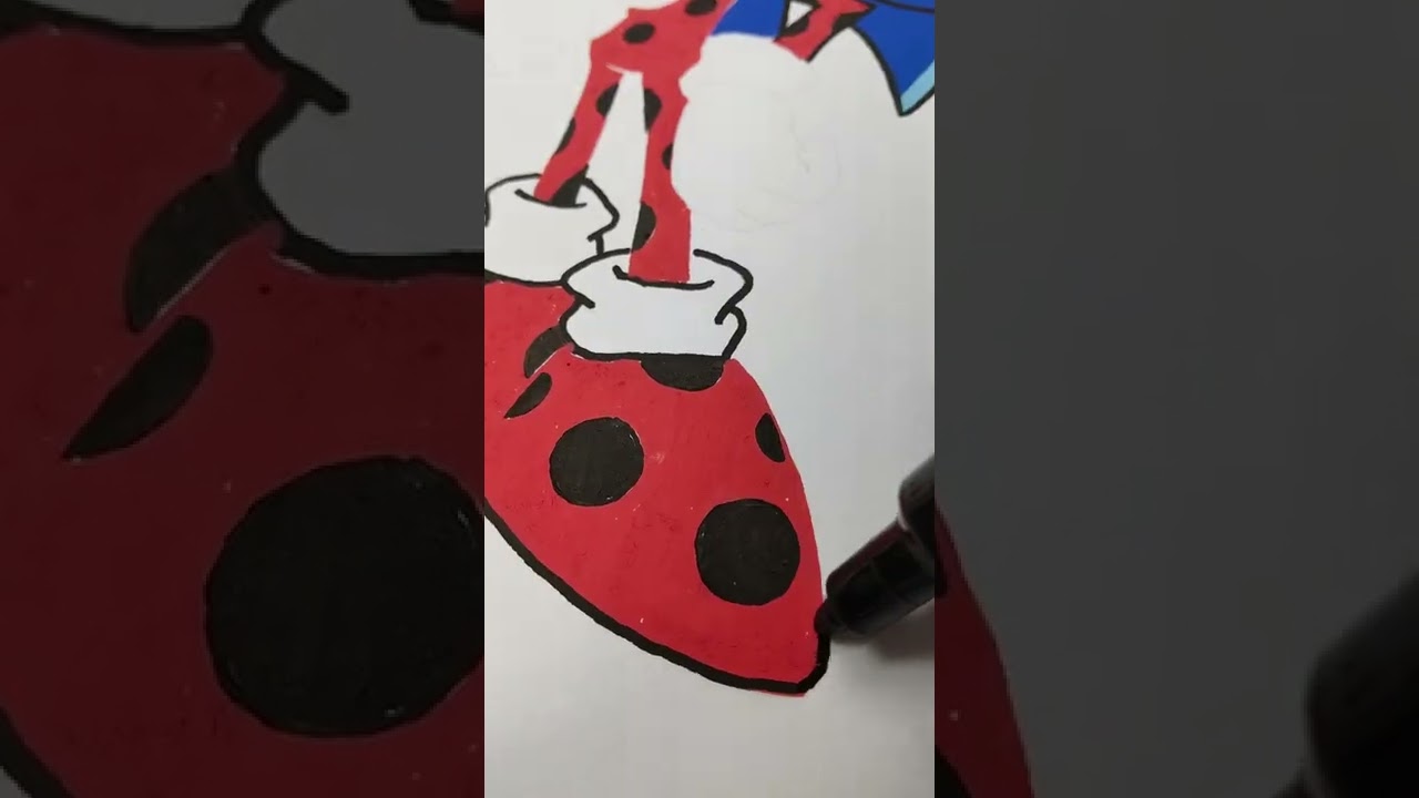 Drawing SONIC + Miraculous Ladybug =⁇🤣Sonic Morph Drawing Using Posca Markers! #Shorts
