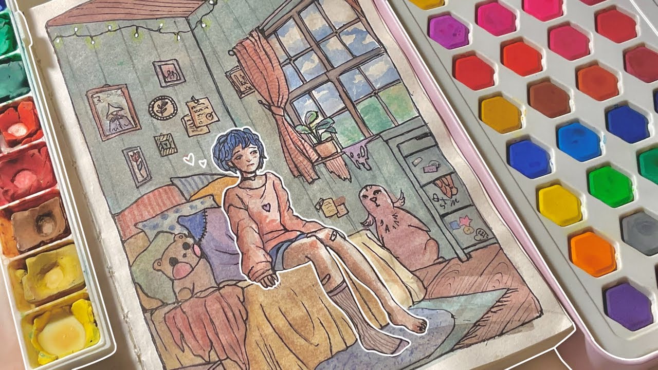 watercolor speedpainting ‧✩ ₊˚🎧⊹♡