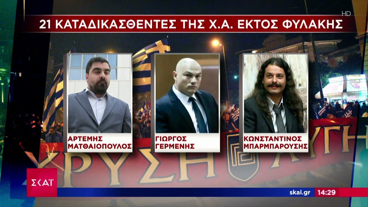 Έρευνα ΣΚΑΪ: Εκτός φυλακής 21 από τα 28 καταδικασμένα μέλη της Χρυσής Αυγής  | Ειδήσεις | 10/05/2024
