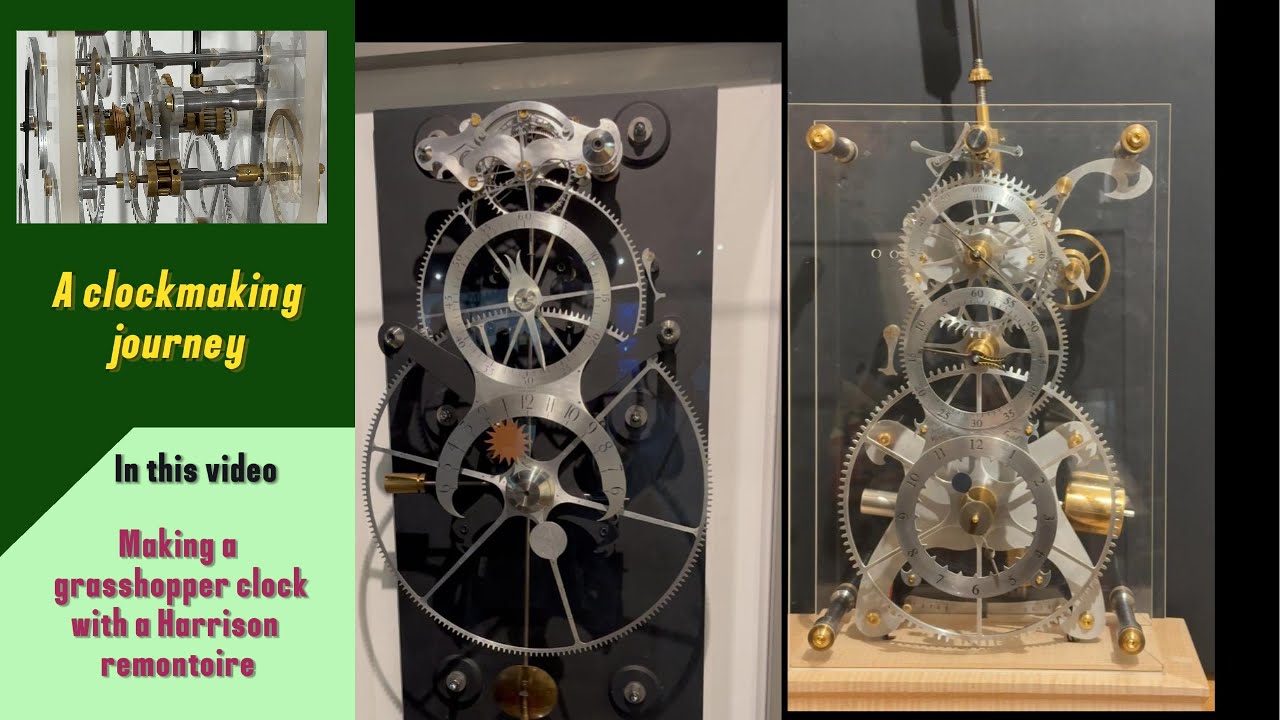 I made a Harrison single pivot grasshopper clock with remontoire in my tiny home workshop.