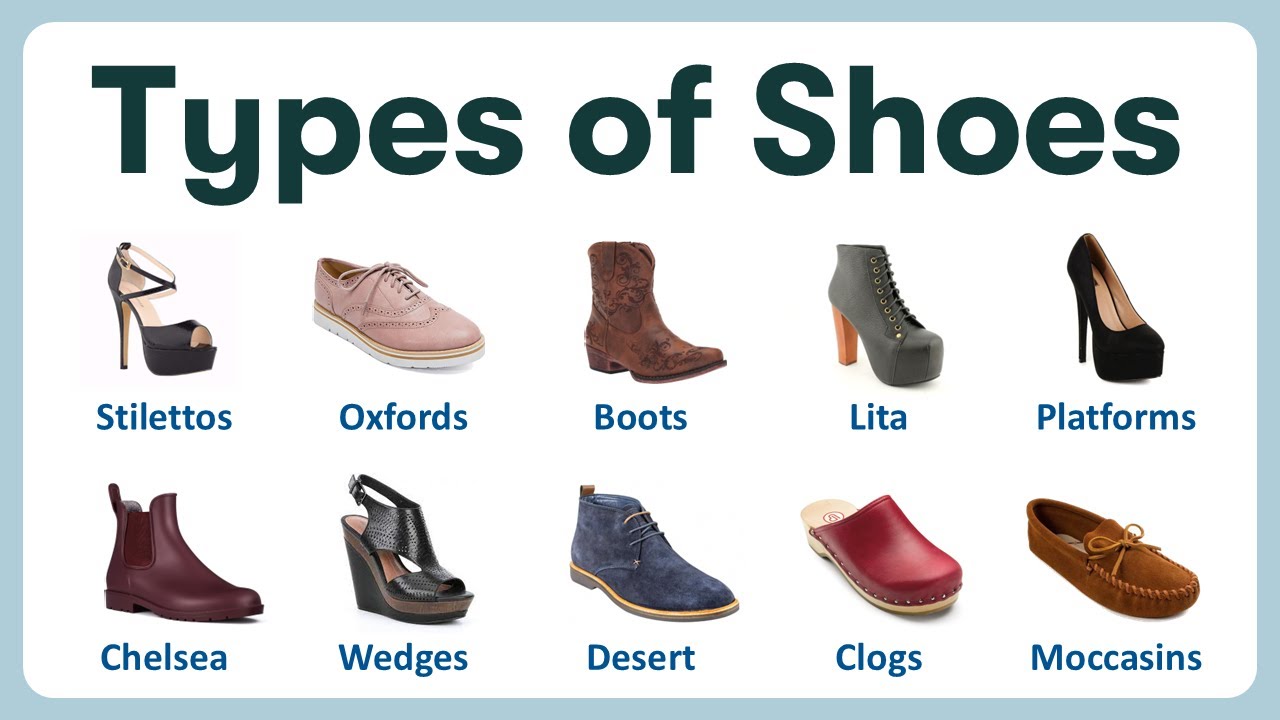 Types of Shoes | Learning Name of Shoes in English with Pronunciations and Pictures