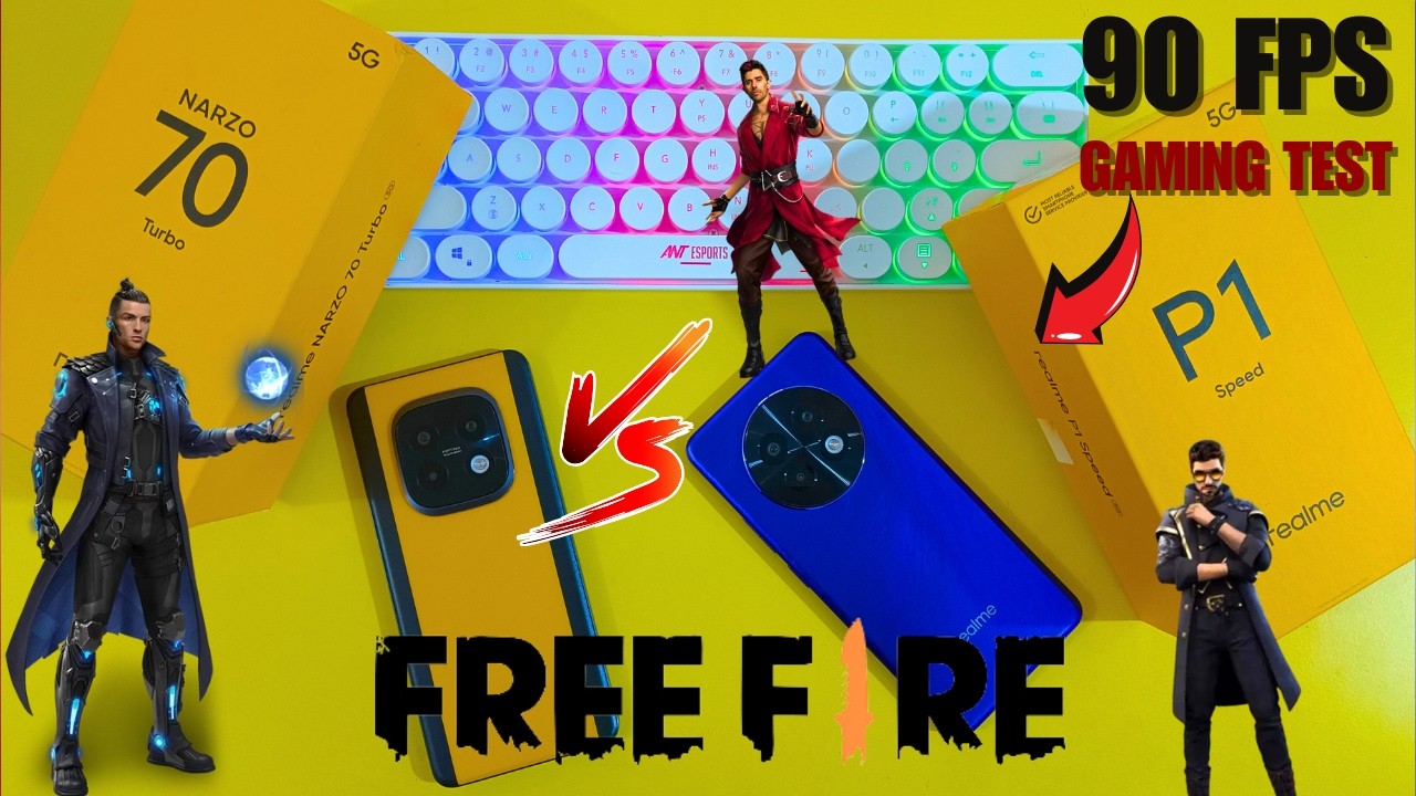 realme NARZO 70 Turbo Vs realme P1 Speed 5G Free Fire Test 90fps with True FPS Meter - Long Test