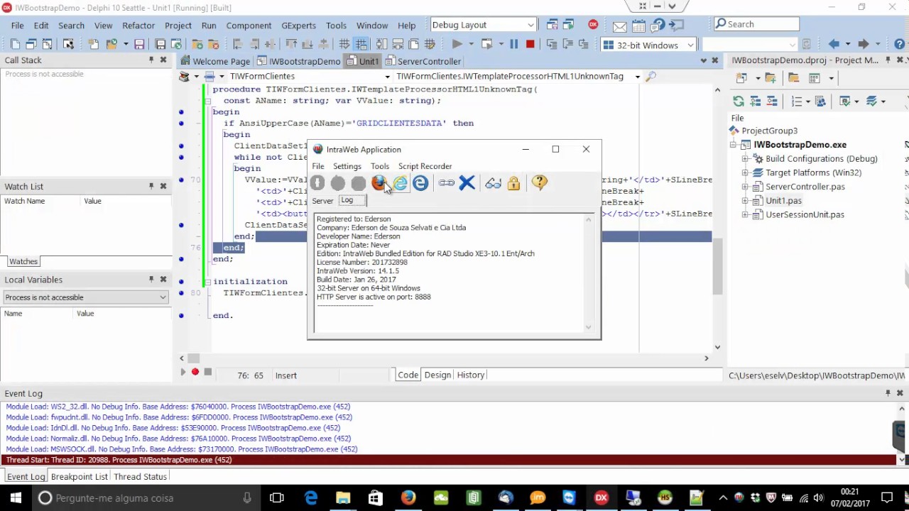 Delphi + Intraweb + Bootstrap parte III