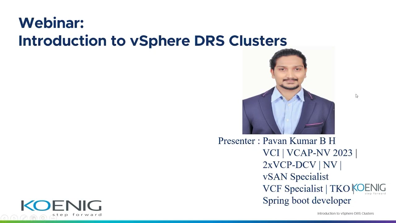 Learn Introduction to vSphere DRS Clusters online | Koenig Solutions