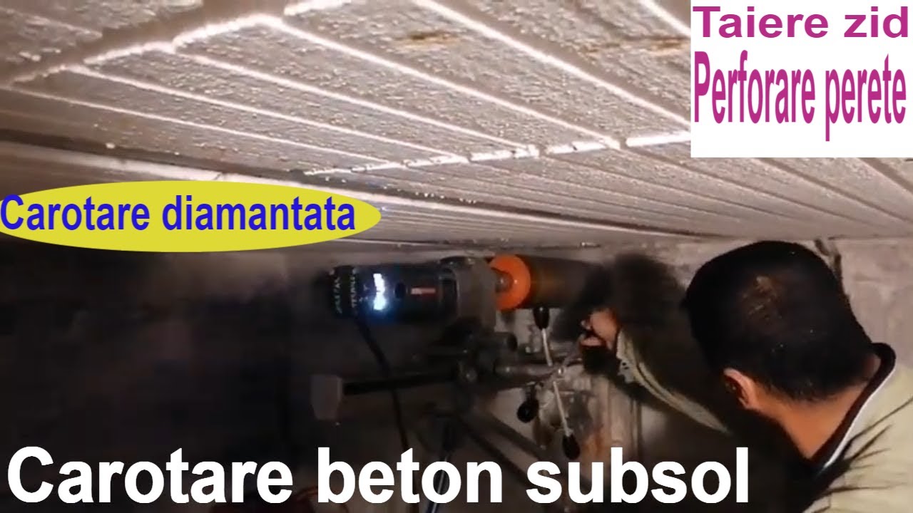 Cum faci o gaura in beton?Carotare umeda beton subsol.Carota diamantata de perforat si gaurit !