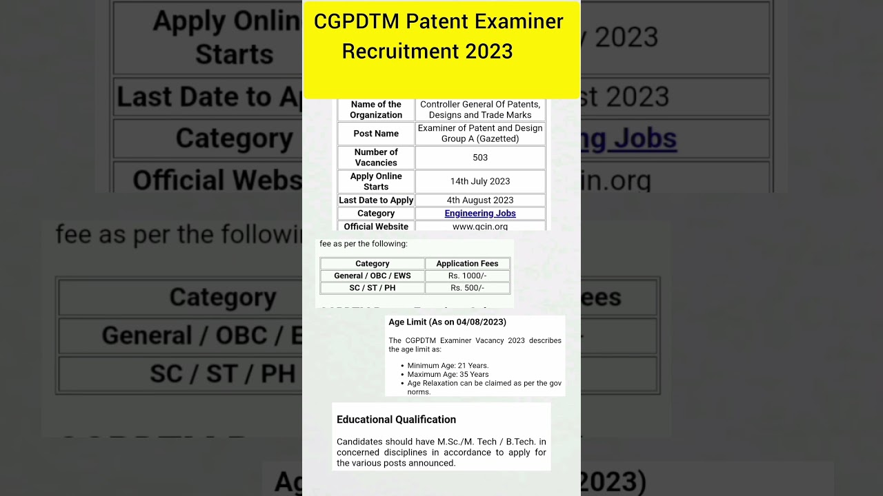 CGPDTM Patent Examiner Recruitment 2023 #shorts #ssc #cgpdtm #motivationvideo #cgl #viral