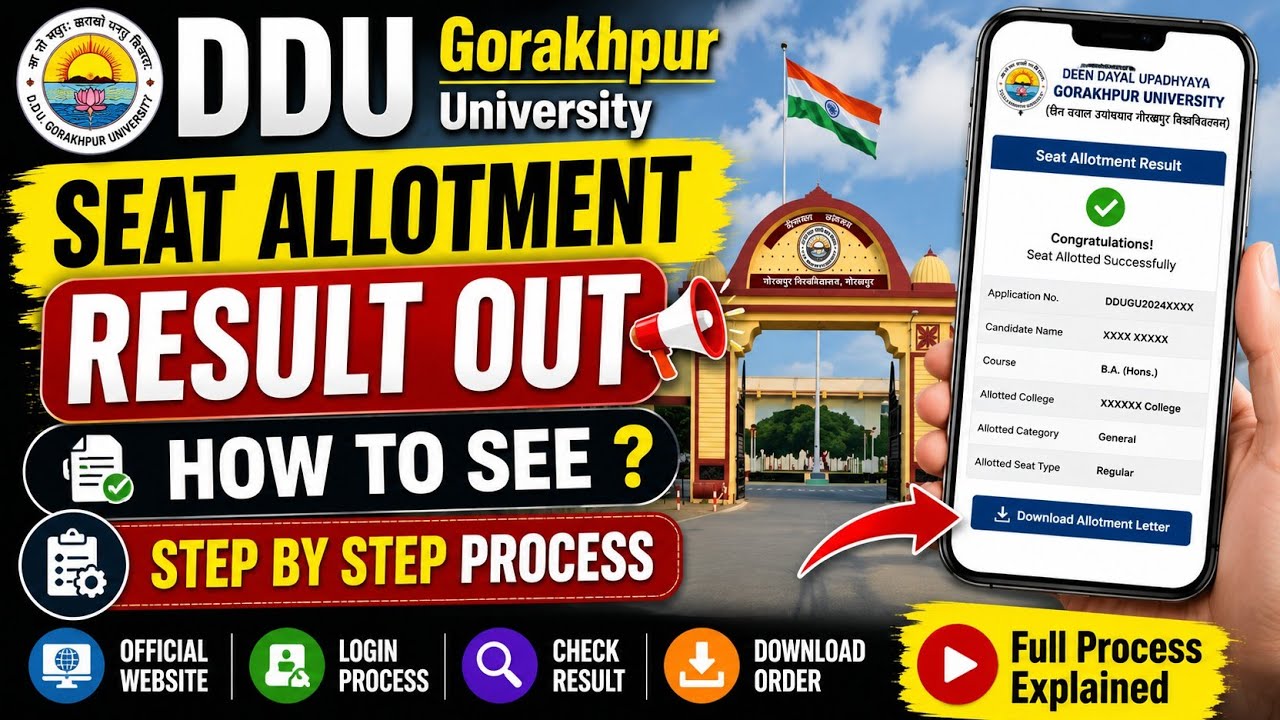 DDU Seat Allotment Result 2026 | Gorakhpur University Allotment Result OUT | choice filling |cutoff 