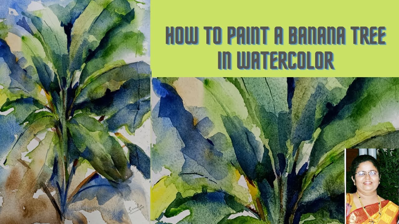 How to paint a banana tree in watercolor for beginners || Banana tree in watercolor