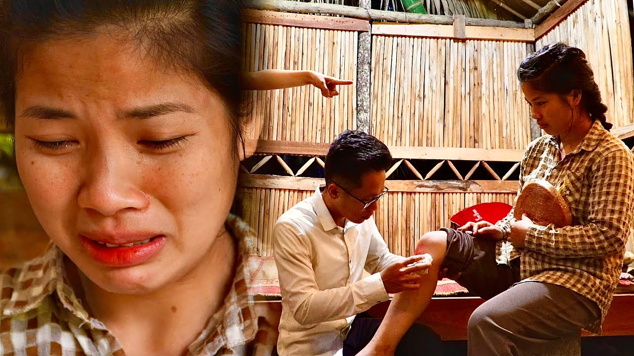 single mother cries as kind CEO kneels - sad eyes touch the heart.