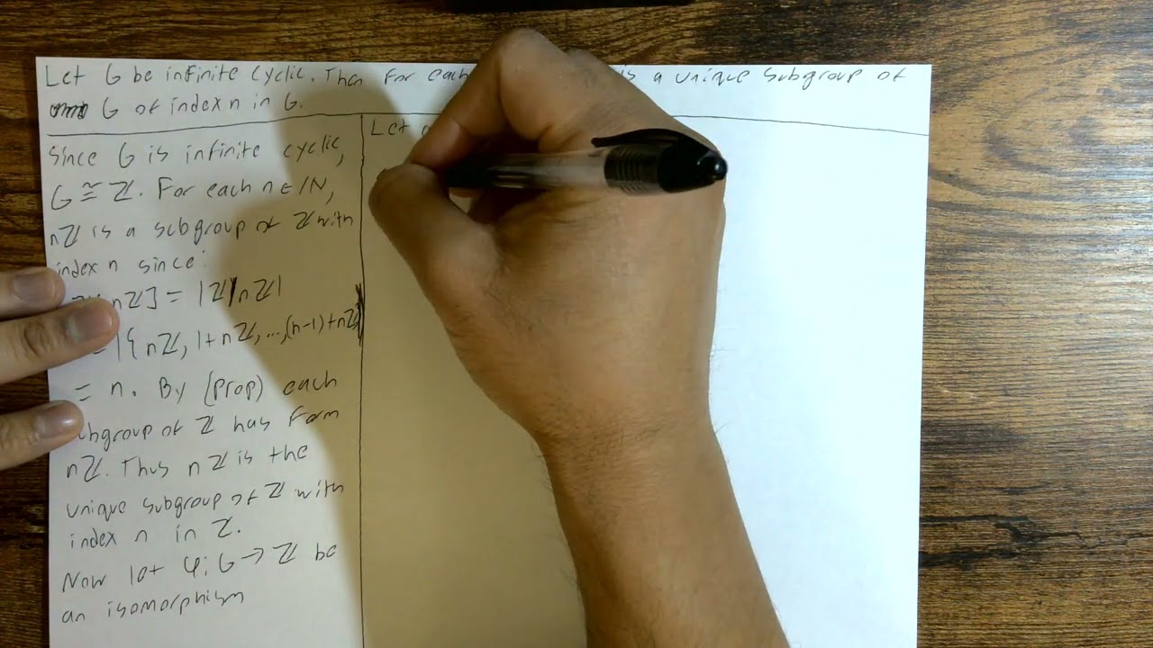 UNT Math: G4A18: An Infinite Cyclic Group Has a Unique Subgroup of Index n