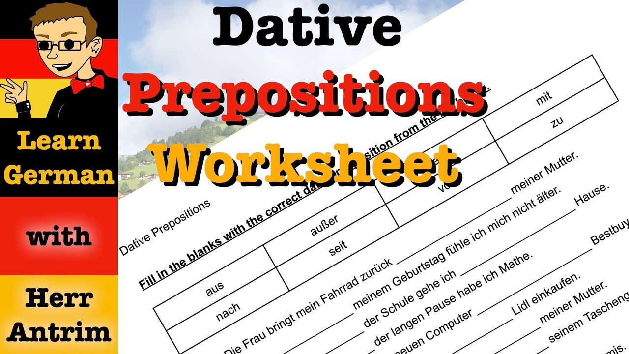 Dative Prepositions in German Worksheet Explanation