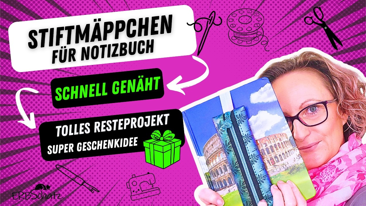 Stifthalter nach Wunschmaß für dein Notizbuch/Buch, Stiftmäppchen nähen aus Stoffresten