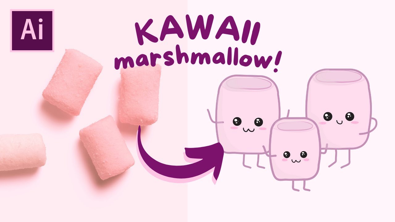 How to Draw Kawaii Marshmallow l Adobe illustrator tutorial