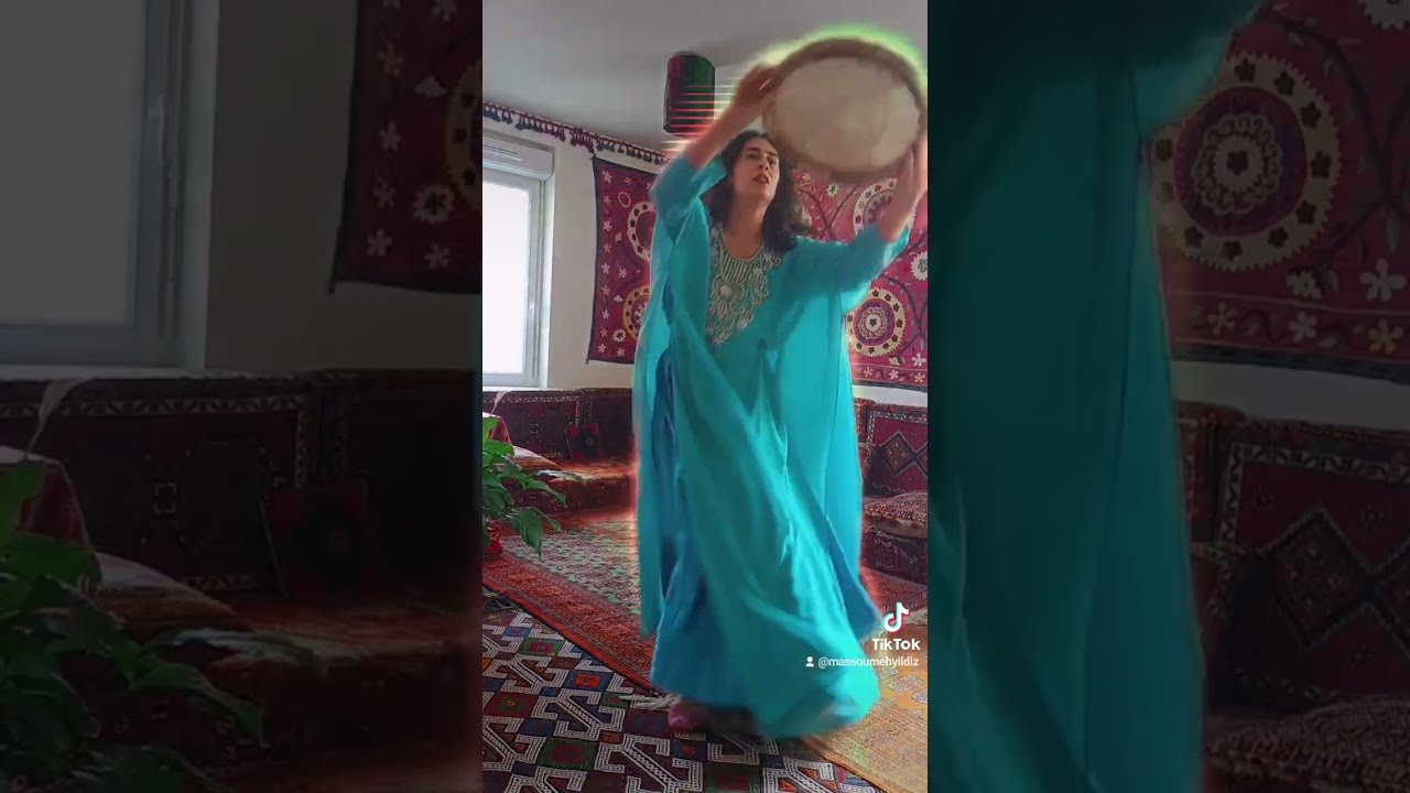 Persian Azeri Dervish Dance with a dayreh (frame drum) by Massoumeh Yildiz