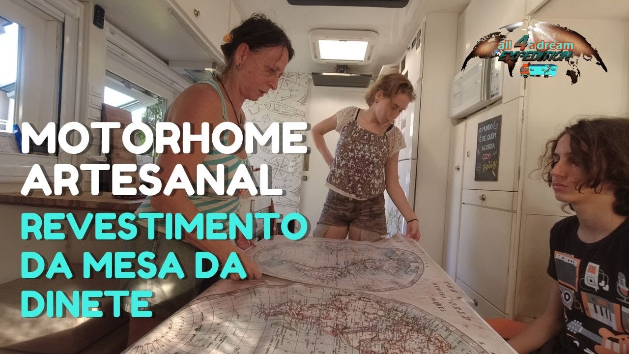 REVESTIMENTO DA MESA DA DINETE - MOTORHOME ARTESANAL - Volta ao Mundo