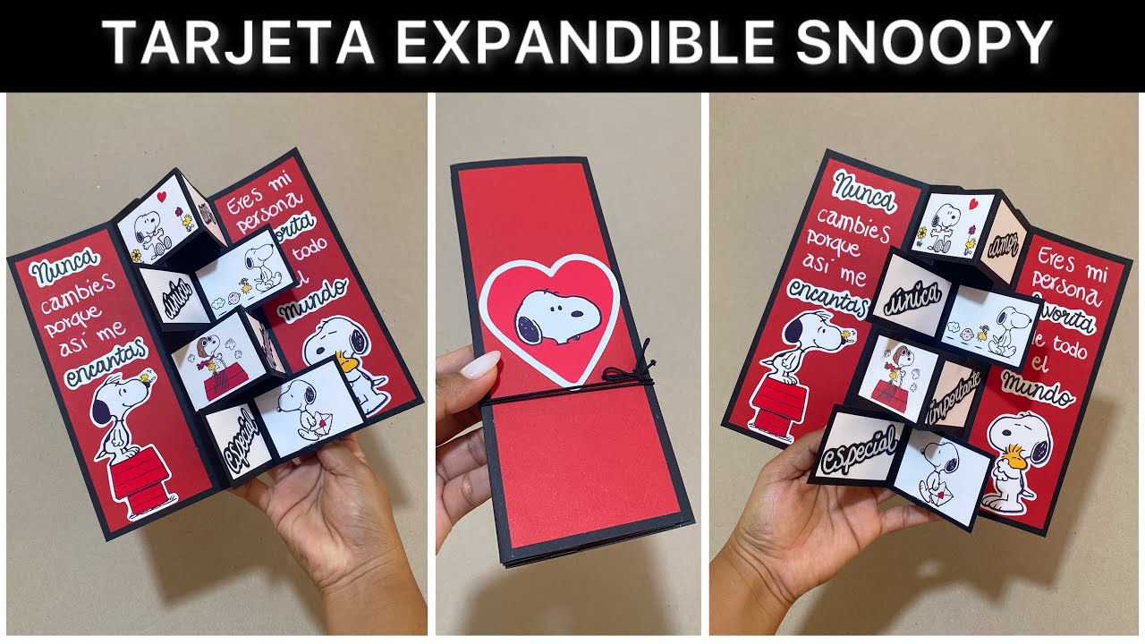 Tutorial TARJETA 3d expandible de SNOOPY | Sorprende a tu novio (a) | Snoopy card