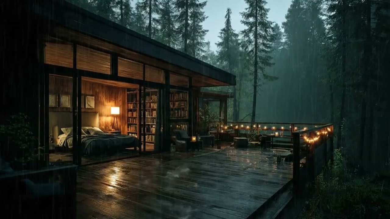 Rainy Night at a Forest Cabin | Calming Rain Sounds for Sleep
