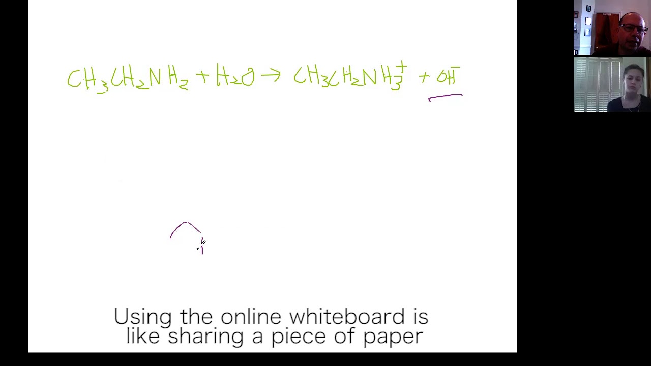 How online chemistry tuition works: Video call lesson with shared whiteboard