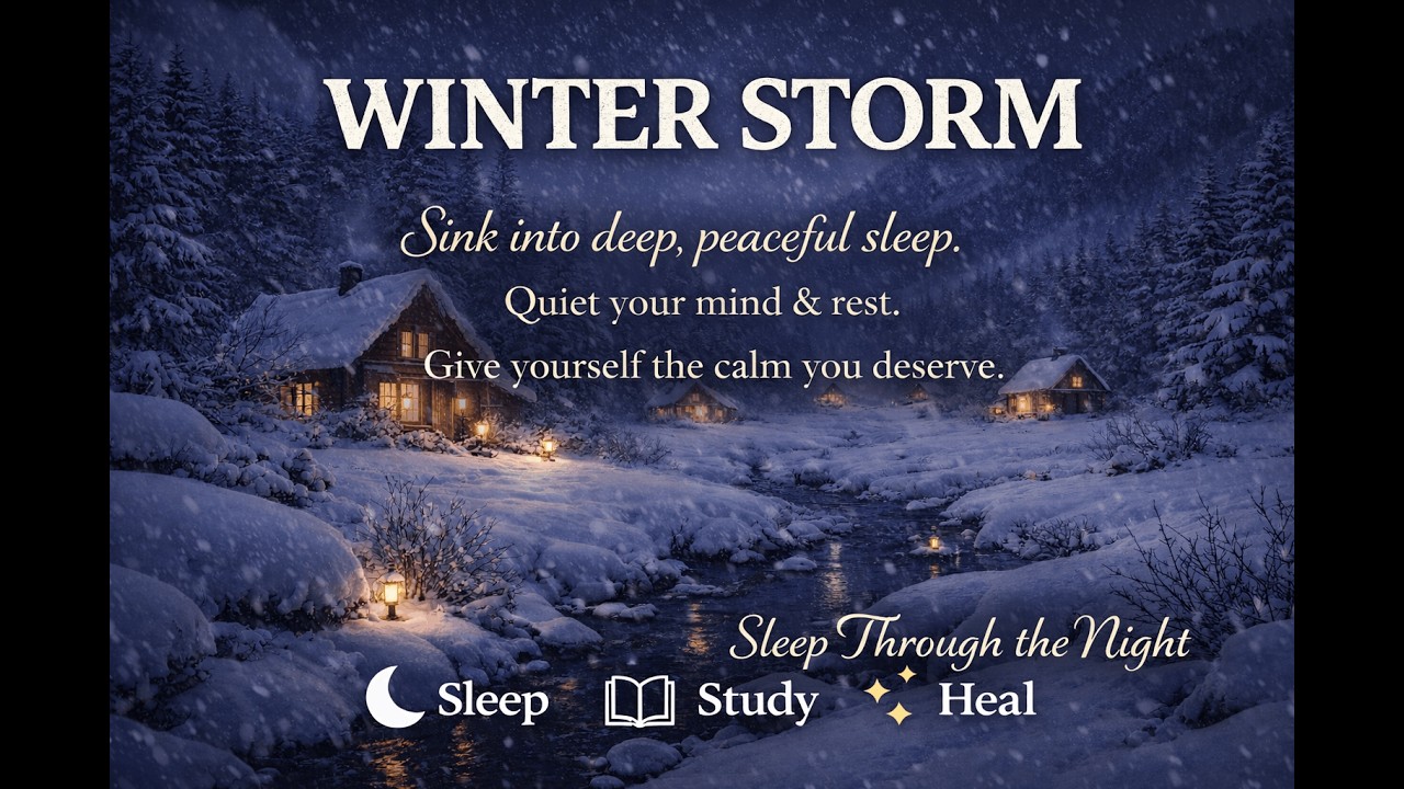 Ease Into Stillness—Snowstorm Rain with Warm Window Lights