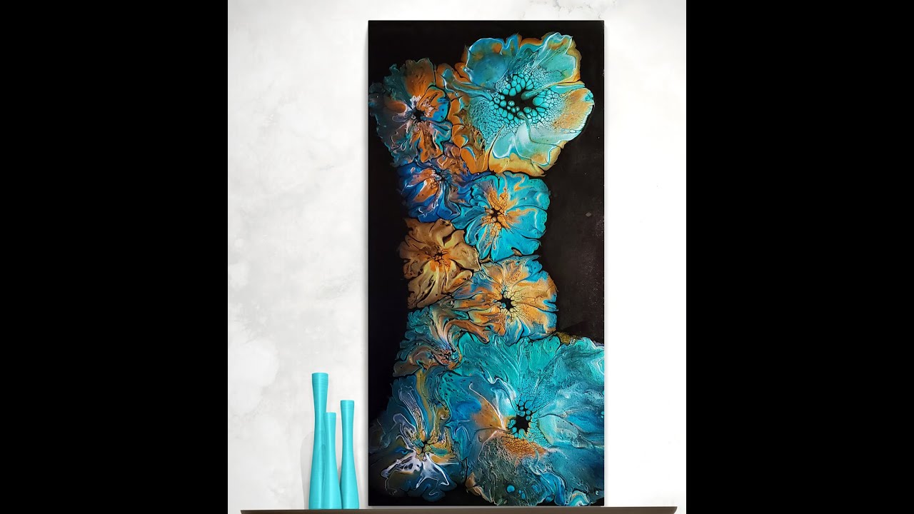 (525) New Bloom Recipe! Multi-Bloom Technique on Large Canvas with DecoArt Black Satin Enamel!