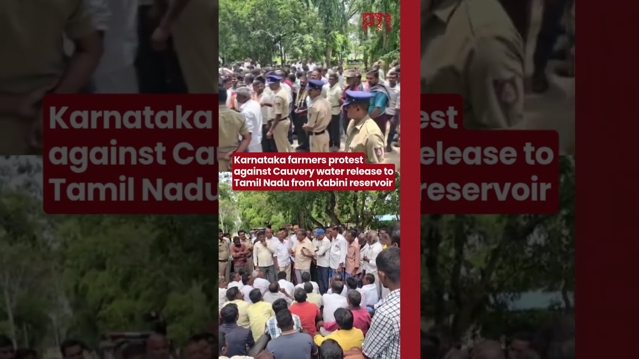 Karnataka farmers protest against Cauvery water release to Tamil Nadu from Kabini reservoir