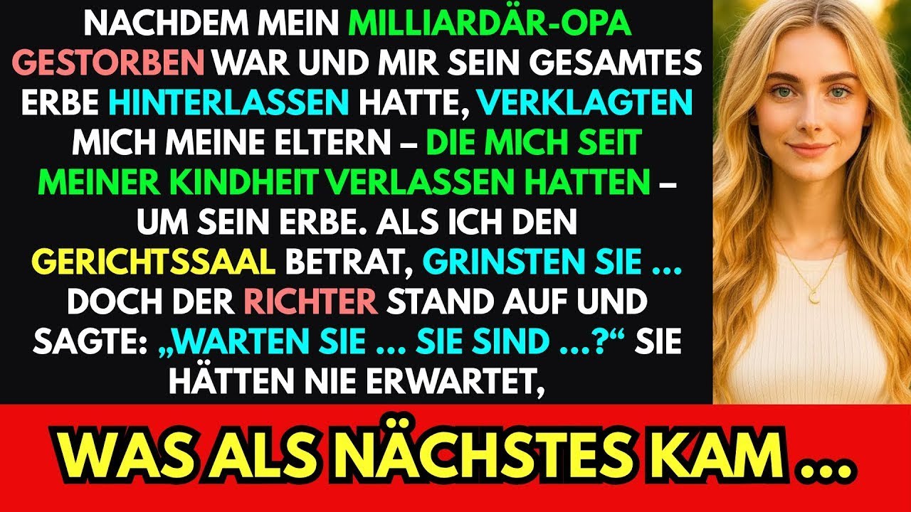 Nachdem mein Großvater star, verklagten mich meine Eltern wegen seines Erbes,aber als ich hereink
