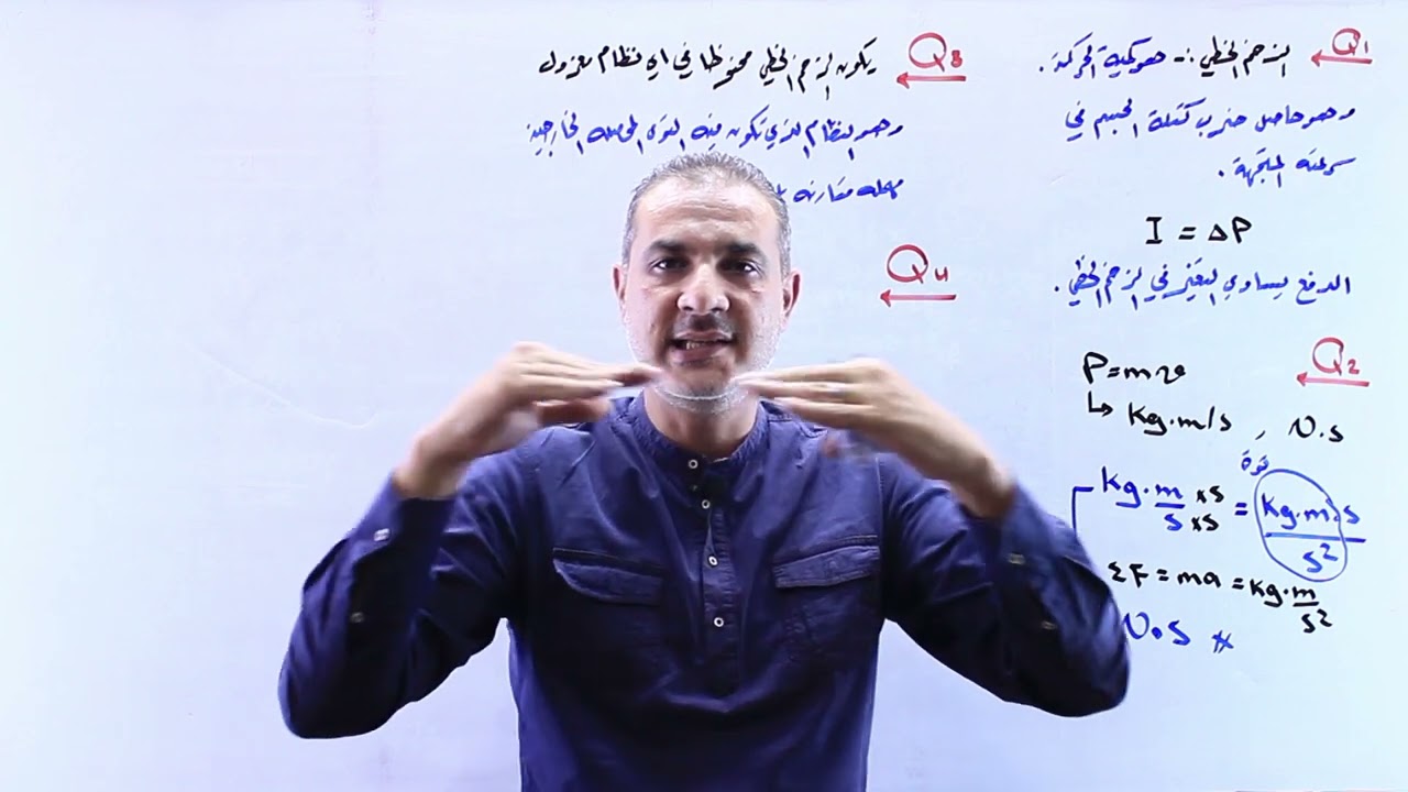 حل أسئلة الدرس الأول - الزخم الخطي والدفع - فيزياء التوجيهي - الأستاذ محمد الخواجا