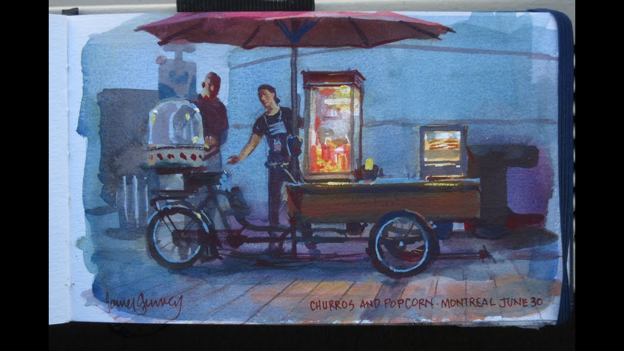 Painting a Popcorn Vendor in Montr&eacute;al