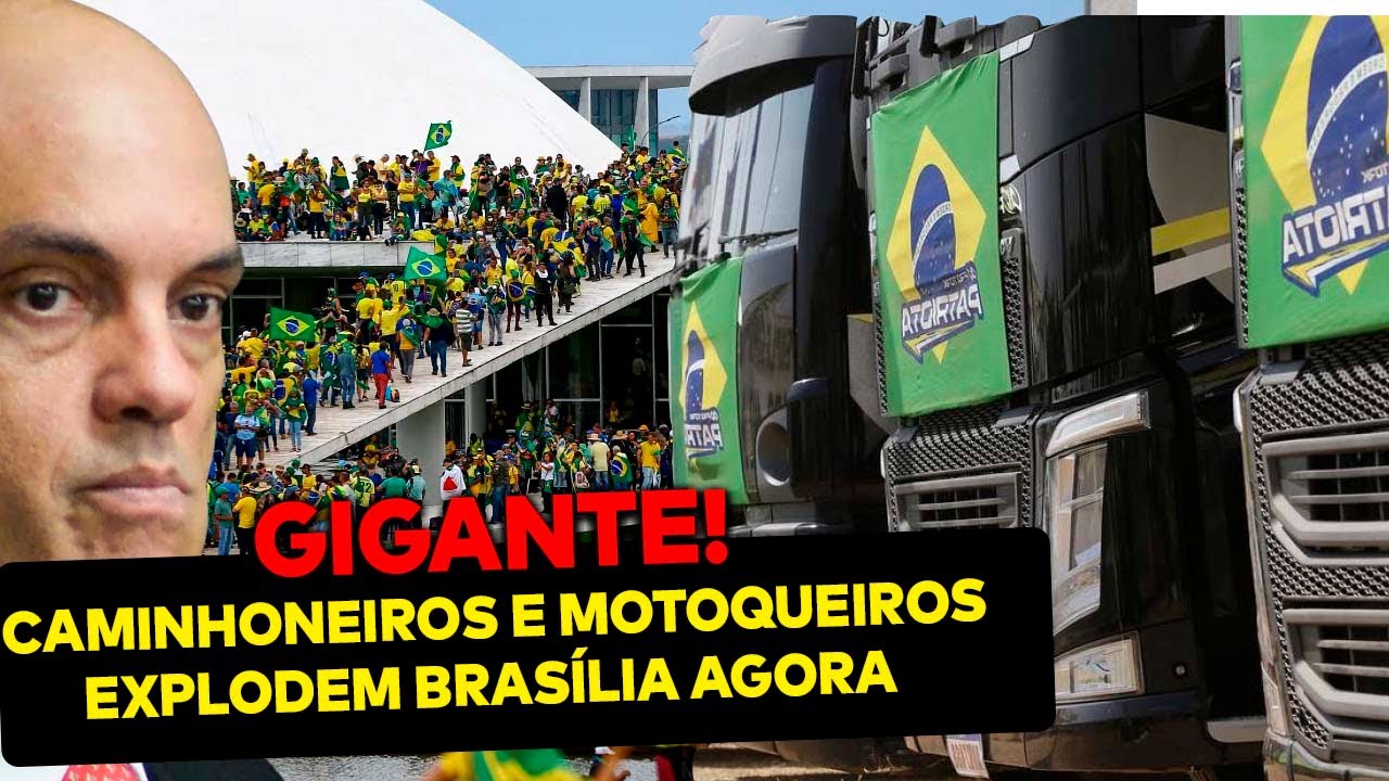 Caminhoneiros e motoqueiros EXPLODEM Brasília agora e Globo acaba EXPULSA da caminhada!