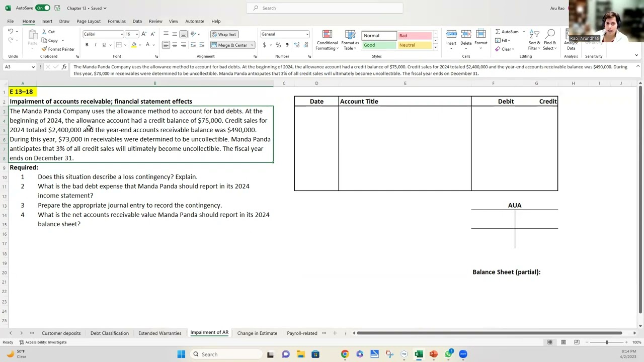 Loss Contingency   Accounts Receivable