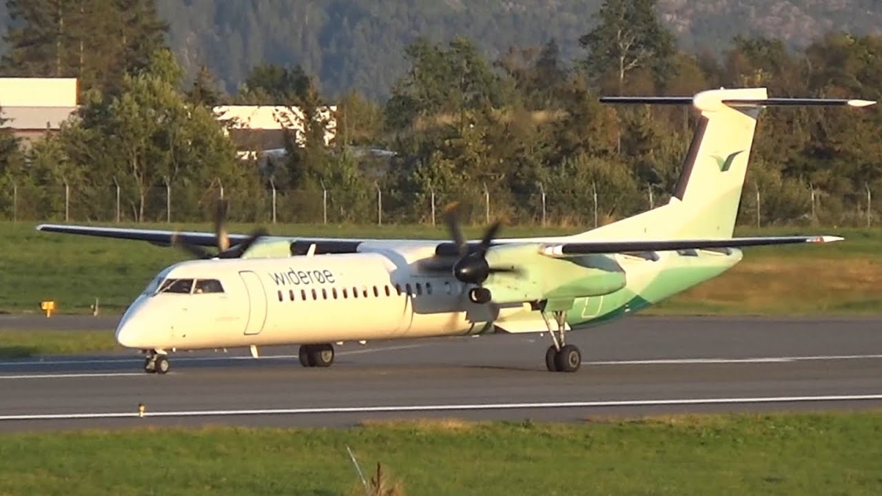 Wider&oslash;e Dash-8 Q400 | Takeoff Bergen Flesland | LN-WDI