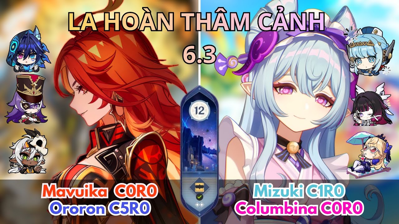 La Hoàn 6.3 (Spiral Abyss) | Tầng 12 | Mavuika x Ororon & Mizuki x Columbina | Genshin Impact 6.3