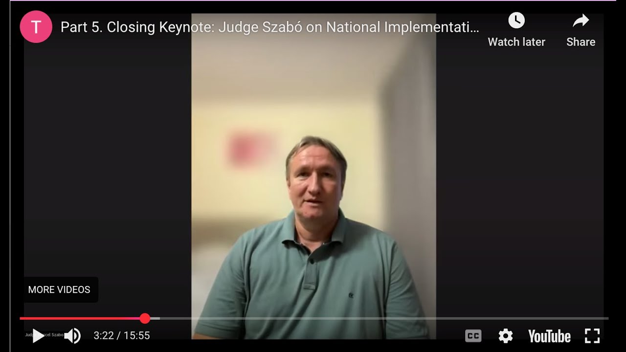 Part 5. Closing Keynote: Judge Szabó on National Implementation of SD Law