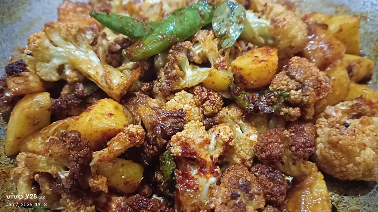 Masala Tossed Aloo Gobhi Fry Dhaba Style 