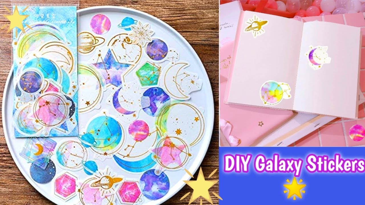 How to make stickers at home 🌟 DIY GALAXY Stickers for Journal 🌌 #craftersworld #journal #stickers