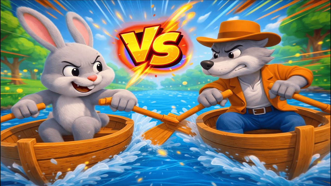 🐰⚡IEPURAȘUL vs LUPUL - Cine câștigă cursa?😱Desene Animate si Cântece pentru Copii de la| BIKI TOONS