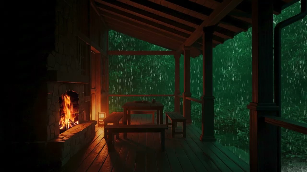 Heavy Rain and Fireplace Sounds for Deep Relaxation, Calm, and Better Sleep